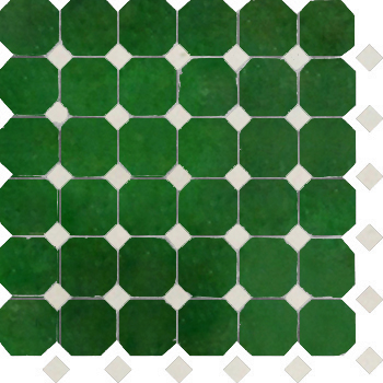 Mosaic House Moroccan tile Kora MDV 10-1 Green White  zellige, mosaic, zellij, field, pattern, glaze, simple, classic, octagonal 
